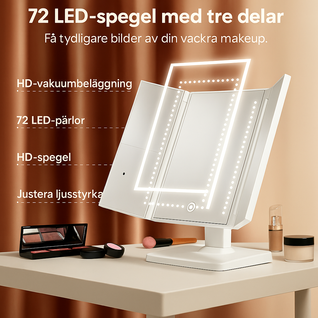 LumiMirror™ – Fällbar LED-skönhetsspegel